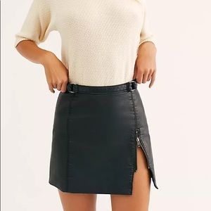NWOT Free People Midnight Magic Faux Leather Skirt 8